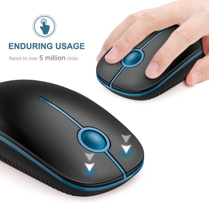 Wireless Mouse, Vssoplor 2.4G Slim Portable Computer Mice with Nano Receiver for Notebook, PC, Laptop, Computer (Sapphire Blue)