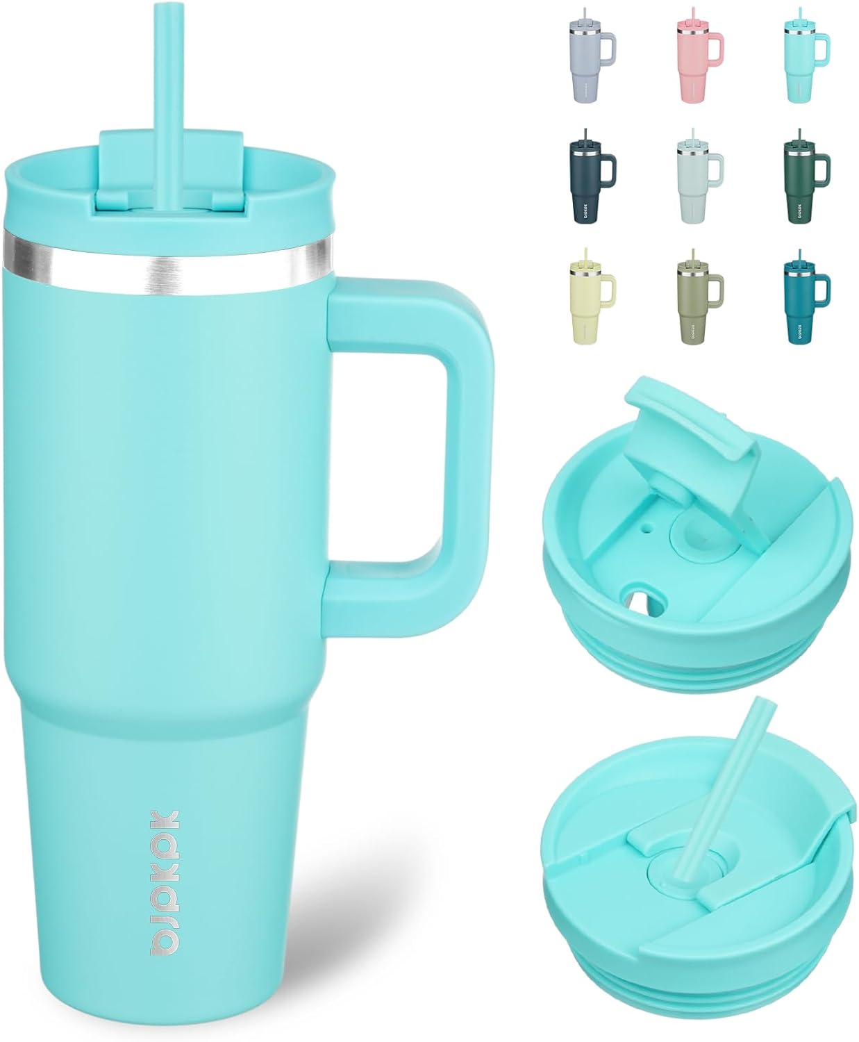 BJPKPK Tumbler with Handle and Straw 30oz Insulated Tumbler Cups with Lid Stainless Steel Travel Coffee Mug,Indigo Black