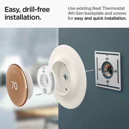 Spigen Wall Plate Designed for New Google Nest Learning Thermostat 4th Generation (2024) Wall Plate - Matte Black