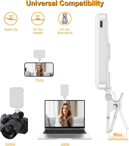 Anautin Selfie Light, 60 LED 2200mAh Rechargeable Clip Fill Video Light (White)