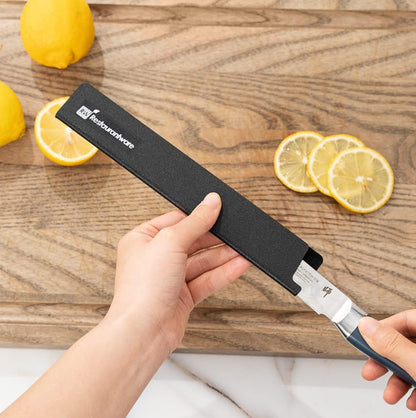 Sensei 8.5 x 1.4 Inch Knife Sleeve, 1 Knife Protector - Fits Fillet Knife, Felt Lining, Black Plastic Knife Blade Guard, Durable, Cut-Proof - Restaurantware