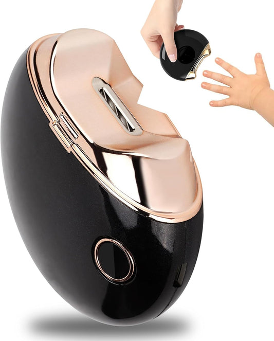 VINGVO Automatic Nail Clipper, 2 in 1 Electric Baby Nail Trimmer, 2 Speeds Rechargeable, USB Rechargeable, Safety Fingernail Trimmer with Nail Scraps Storage for Adults, Seniors, Babies (Black)