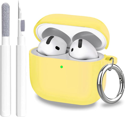 Aircawin for Airpods 4 Case Cover,Shockproof Case for Airpods 4th Generation Case Cover 2024,Premium Silicon Case with Keychain and Cleaing Pen for Airpods 4 Gen, Wireless Earphone Accessories-Blue