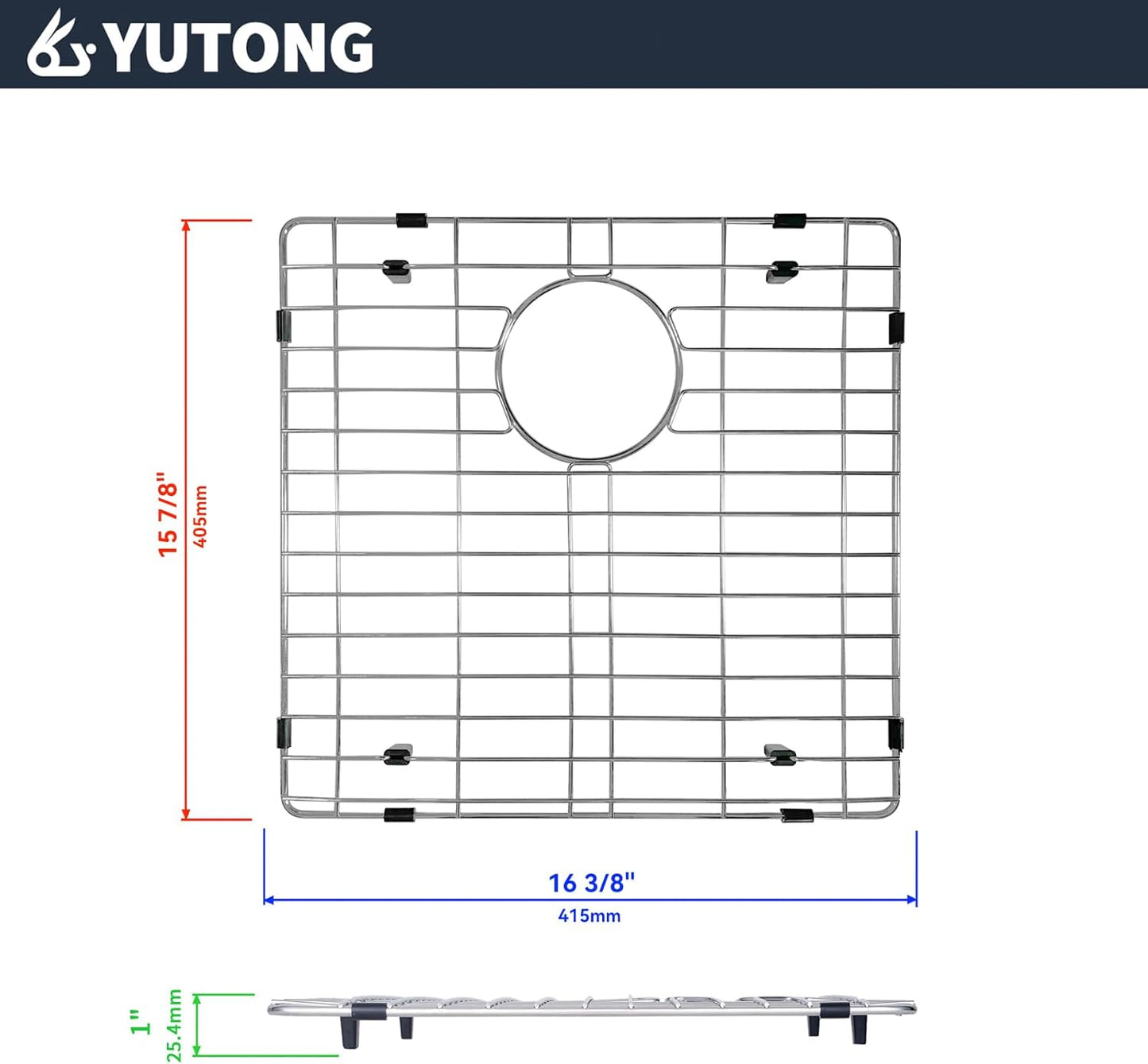 Yutong Kitchen Stainless Steel Sink Bottom Grid with Small Rounded Corner (27.5" x 15.5")
