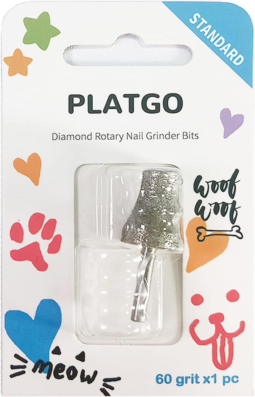 PLATGO Diamond Dog Grinder for Dremel, Nail Drill Bits for Dogs & Pets Care, 1/8'' Dremel Tool