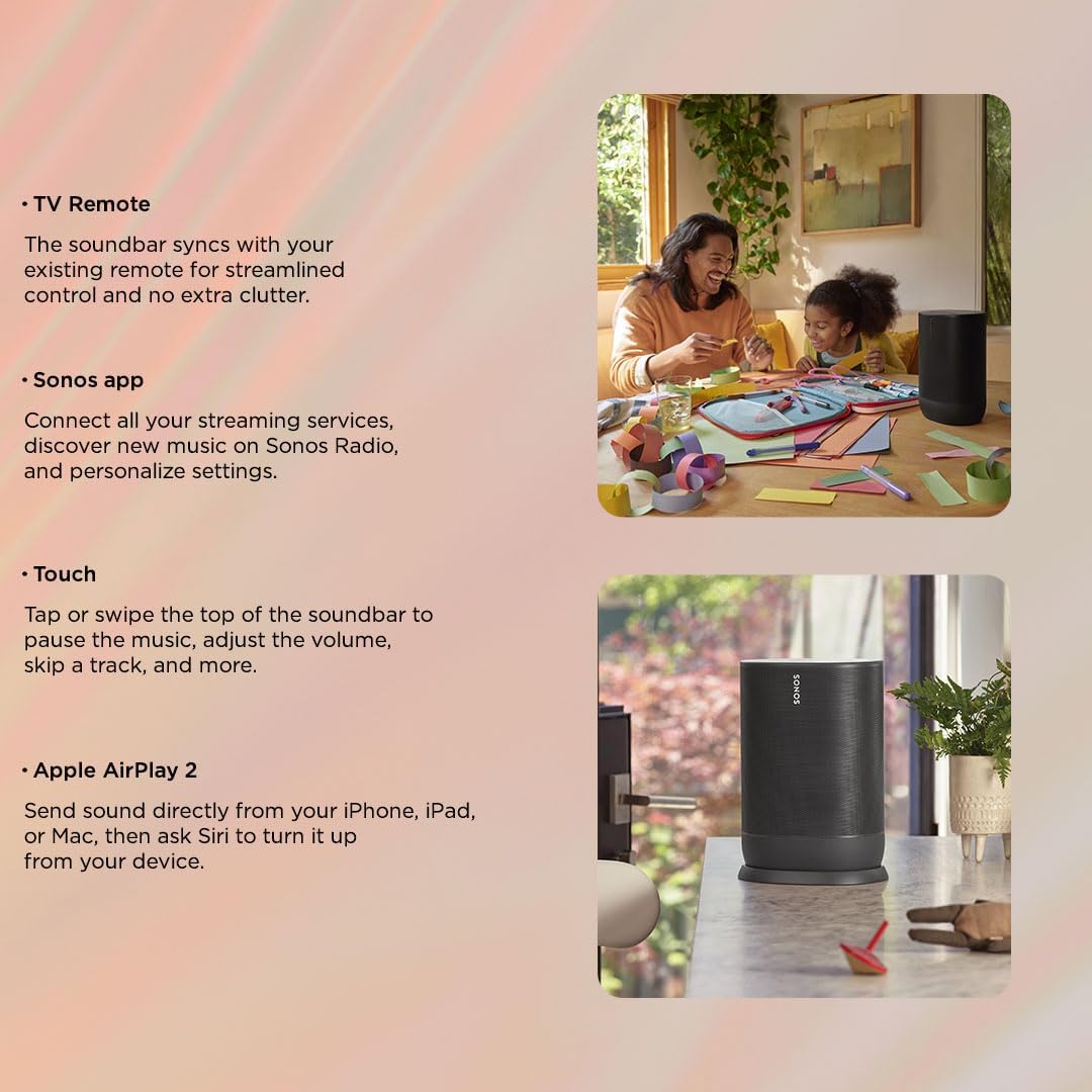 Sonos Move - Battery-Powered Smart Speaker Wi-Fi and Bluetooth with Alexa Built-in - Black