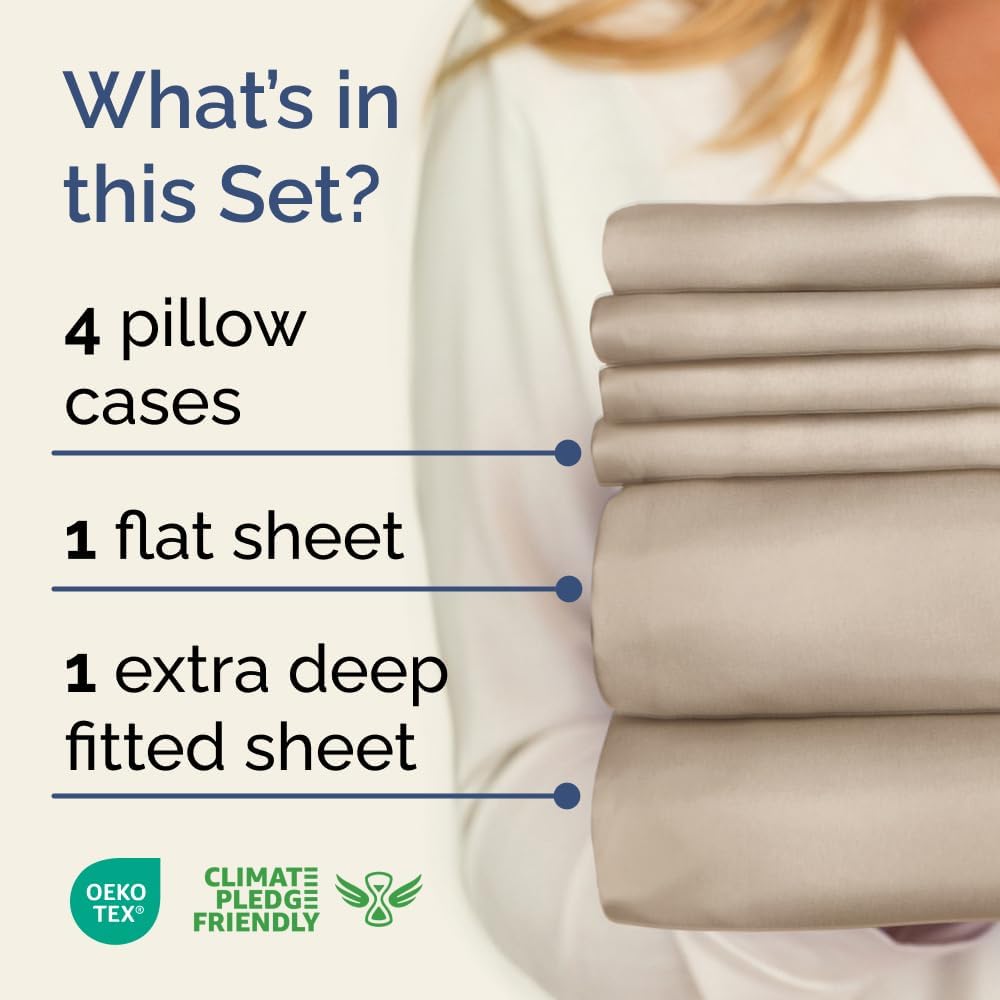 Extra Deep Queen Sheet Set - 6 Piece Breathable & Cooling Sheets - Hotel Luxury Bed Sheets Set - Easy & Secure Fit - Soft, Wrinkle Free & Comfy Sheets Set - White Sheet Set w/Extra Deep Pockets