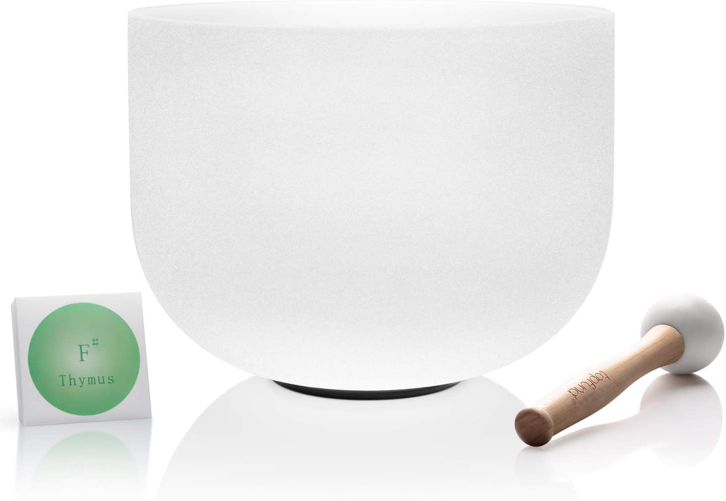 TOPFUND F Note Crystal Singing Bowl Heart Chakra 8 inch with Heavy Duty Carrying Case and Suede Striker