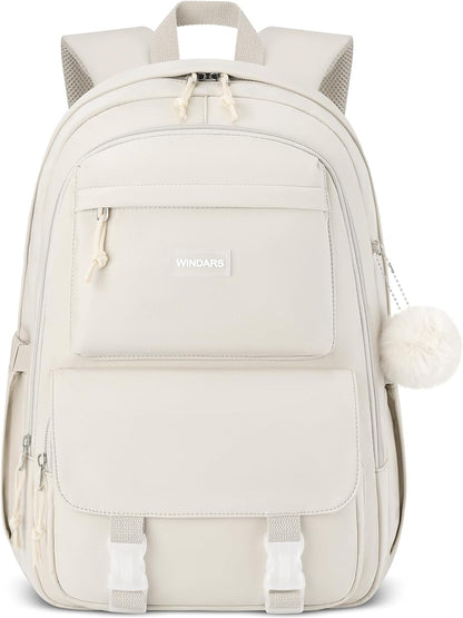 WINDARS Backpacks for Girls, 15.6 Inch School Bag Cute Waterproof laptop Bookbag Large College Backpack for Teen Women Students Anti Theft Travel Daypack Black