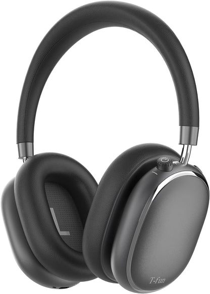 T-fun NC95 Hybrid Active Noise Cancelling Headphones with Knob Control, 65H Playtime Over Ear Headphones Wireless Bluetooth 5.3, App Control, Hi-Res Audio, Comfort Fit, Clear Calls for Travel/Workout