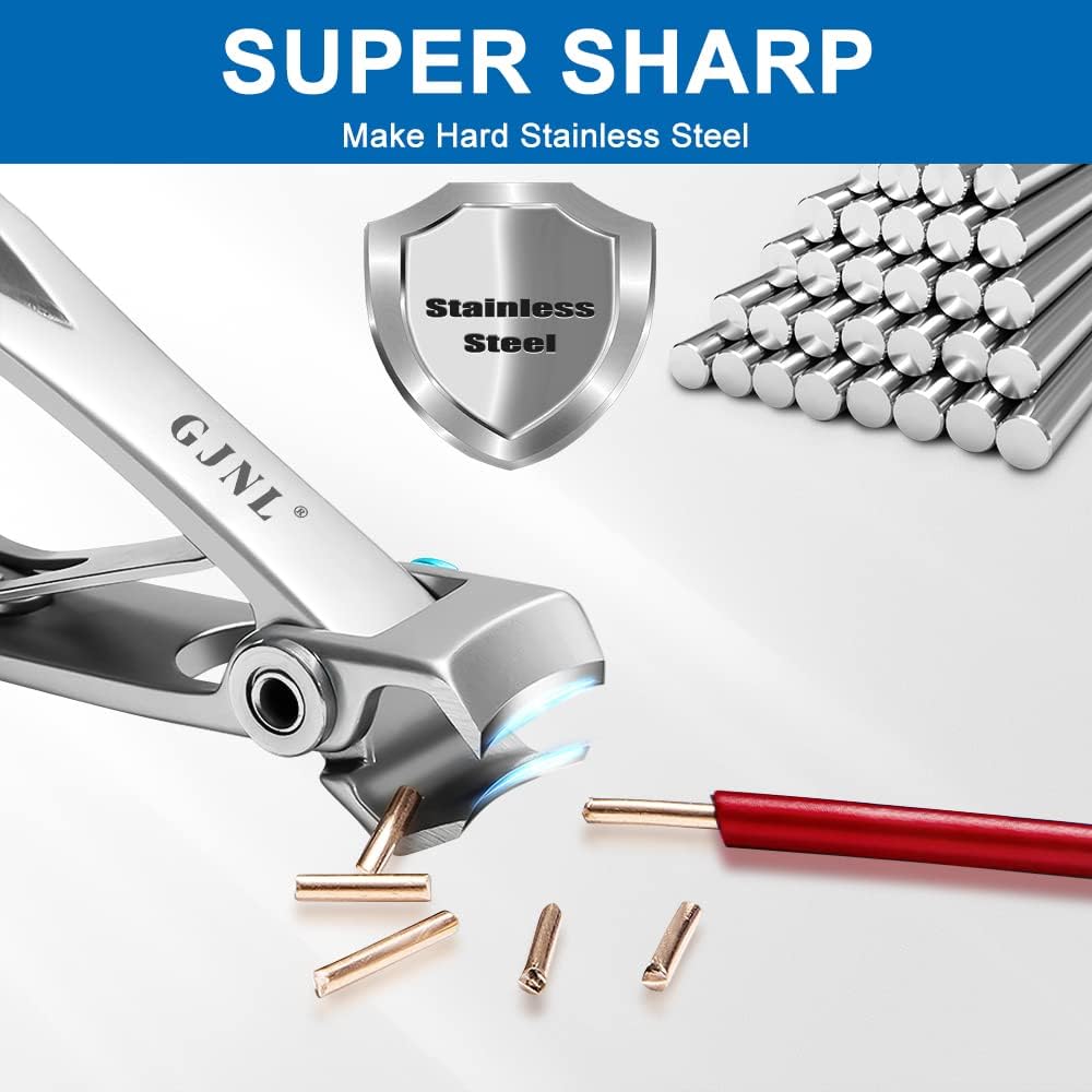 Nail Clippers for Men Thick Nails - Gifts for Men Dad Sharp Extra Large Heavy Duty Toesnail Clippers, 16mm Wide Jaw Opening Toenail Clippers for Seniors Nails Cutter