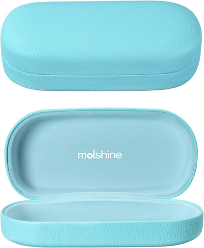 molshine Hard Shell Leather Sunglasses Case,Classic Large Glasses Case for Women Men,Sunglass Eyeglasses
