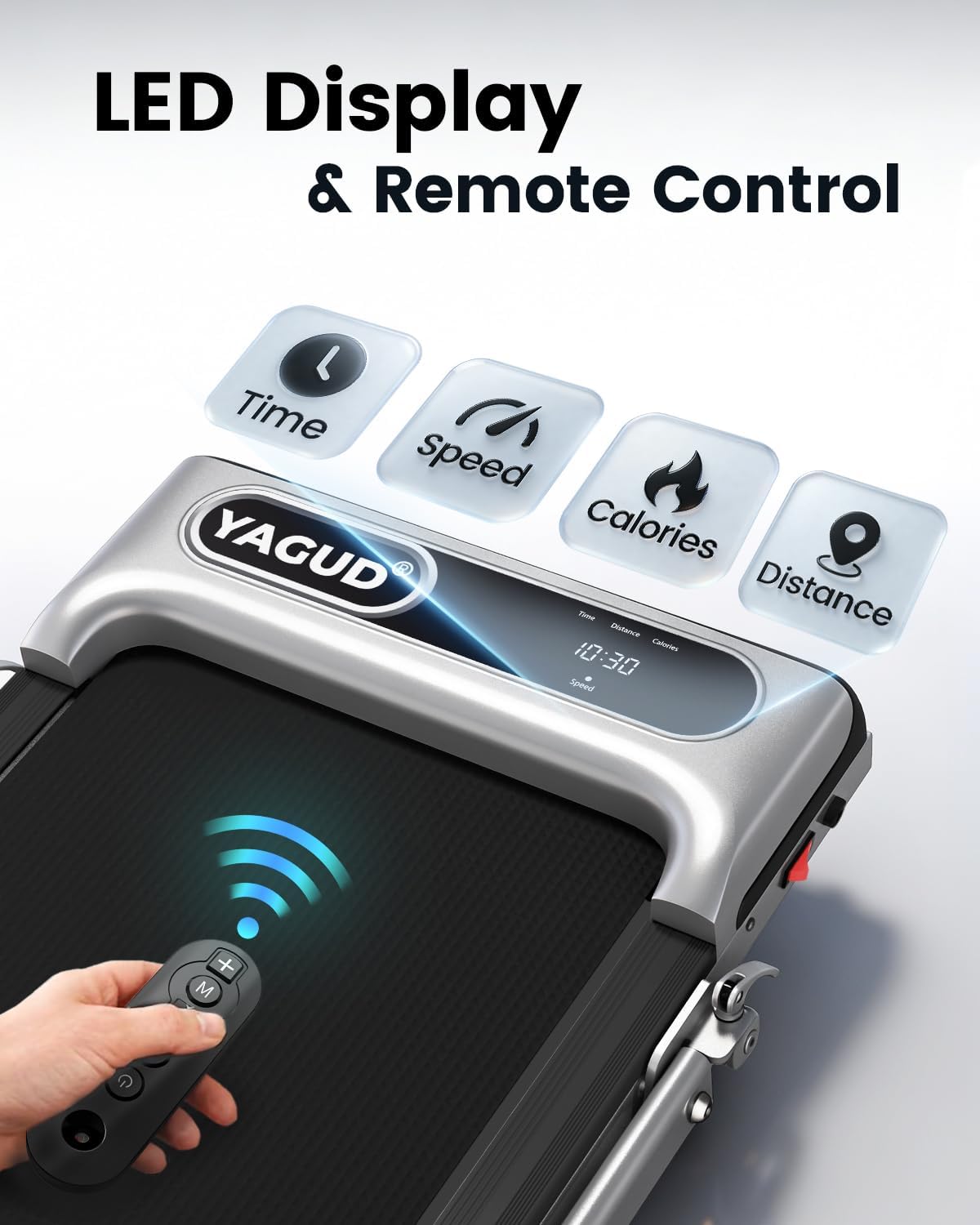 Yagud Walking Pad with 8% Incline, 3 in 1 Treadmill for Home & Office, 2.5HP Under Desk Treadmill with Handle, Portable Treadmill with Remote Control & Led Display, No Installation