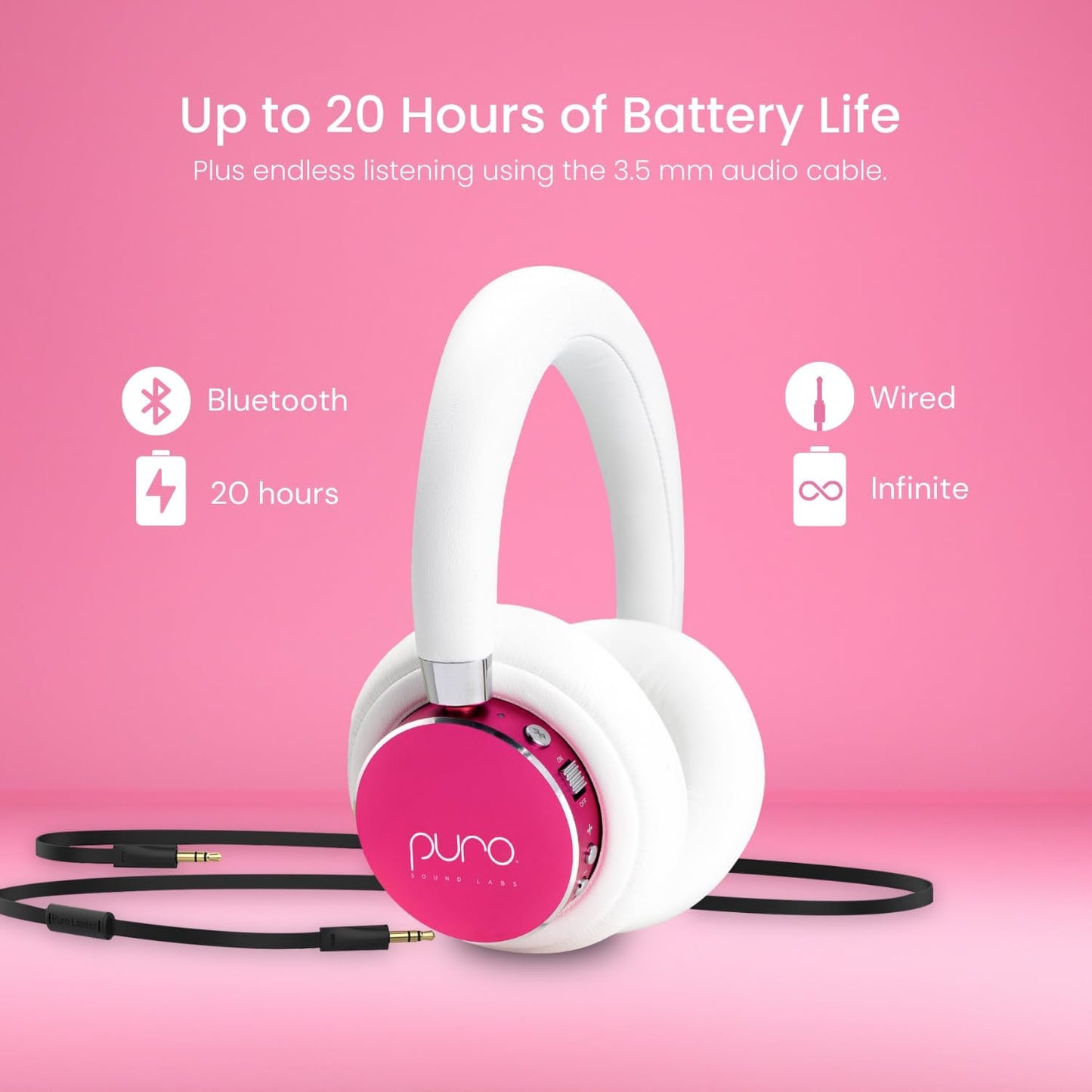 Puro Sound Labs BT2200 Plus Volume Limited Kids’ Bluetooth Headphones (Blue)