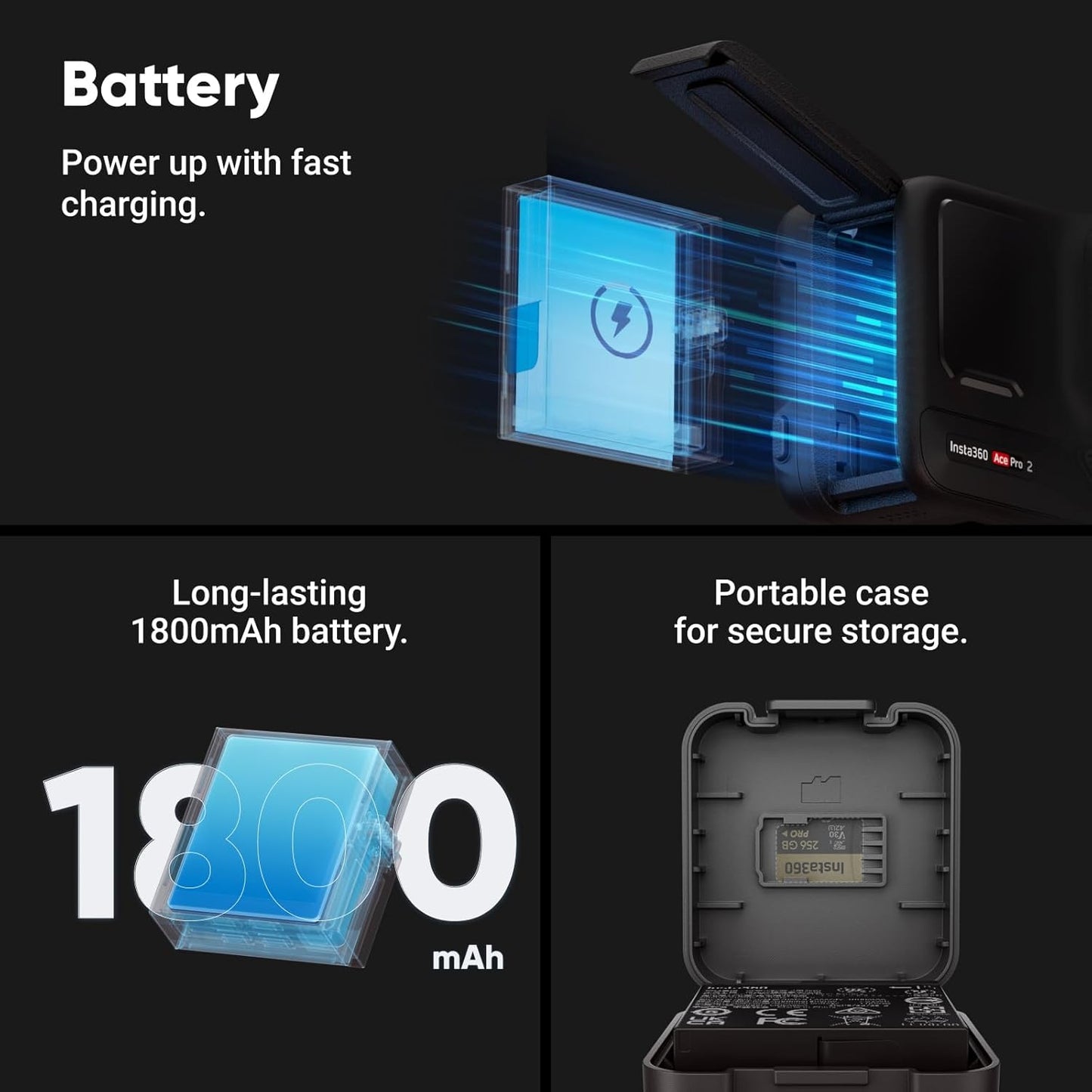 Insta360 Ace Pro 2 Standard Bundle - 8K Waterproof Action Camera Co-Engineered with Leica, 1/1.3" Sensor, Dual AI Chip, Leading Low Light, Superior Audio, Flip Screen & AI Editing for Vlogs