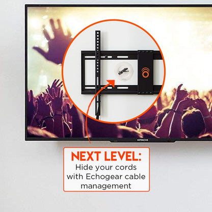 ECHOGEAR Low Profile Fixed TV Wall Mount Bracket for Most 32-80 inch LED, LCD, OLED and Plasma Flat Screen TVs - Holds TV 1.25" from The Wall - EGLL1-BK