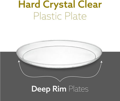 PLASTICPRO [30 Pack 10.7'' Christmass Green Plastic Party Plates Edge Collection Premium heavyweight Elegant Disposable Tableware Dishes