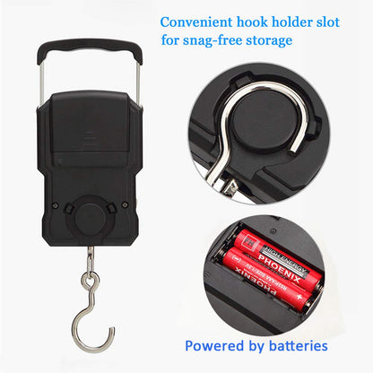 YAGSUW Portable Electronic Hook Scale Digital Hanging Bag Luggage Weight Scale Fishing Scale with Measuring Tape 165Lb Black