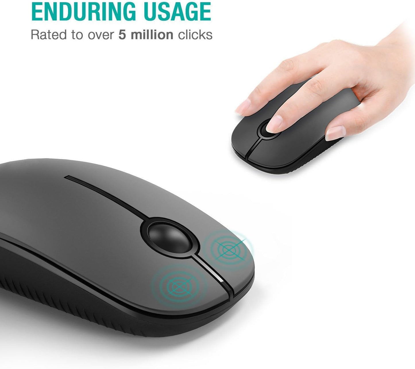 Wireless Mouse, Vssoplor 2.4G Slim Portable Computer Mice with Nano Receiver for Notebook, PC, Laptop, Computer (Black and Sapphire Blue)