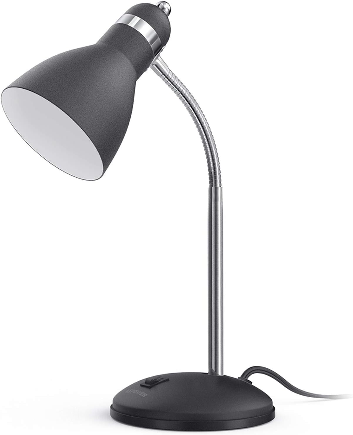 LEPOWER Metal Desk Lamp, Eye-Caring Table Lamp with Adjustable Goose Neck | Bedside Reading Light with Heat Dissipation Design for Bedroom, Home, Office, Dorm, Study, Back to School (Matte Black)
