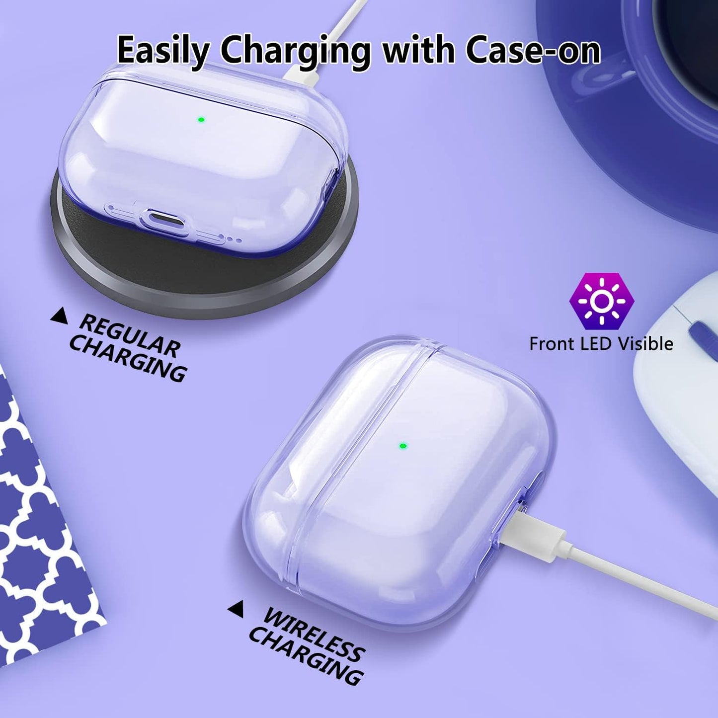 Aircawin for Airpods 4 Case Cover,Shockproof Case for Airpods 4th Generation Case Cover 2024,Premium Silicon Case with Keychain and Cleaing Pen for Airpods 4 Gen, Wireless Earphone Accessories-Blue