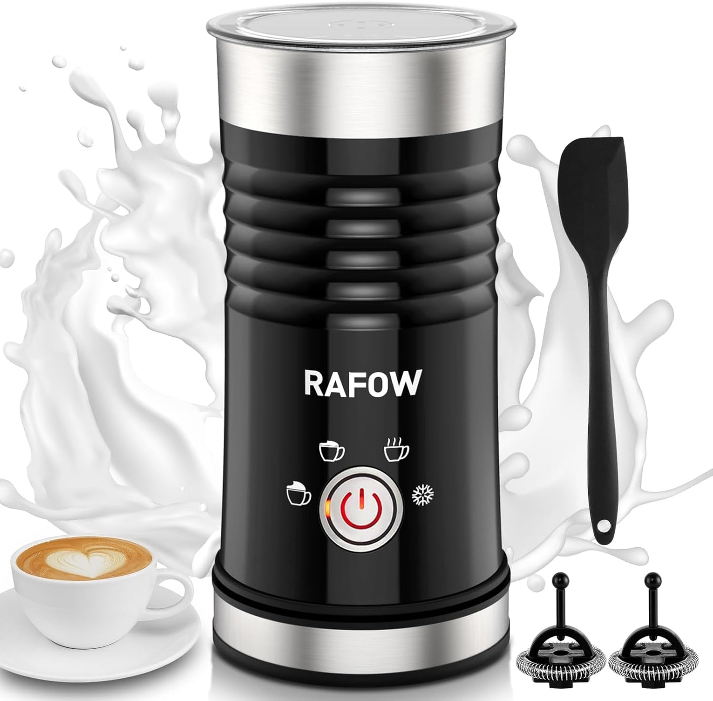 4 in 1 Electric Milk Frother: 10oz/350 mL Large Capacity Electric Milk Steamer for Hot and Cold Milk Froth - Automatic Milk Frother & Warmer for Latte, Cappuccinos, Macchiato, Hot Chocolate