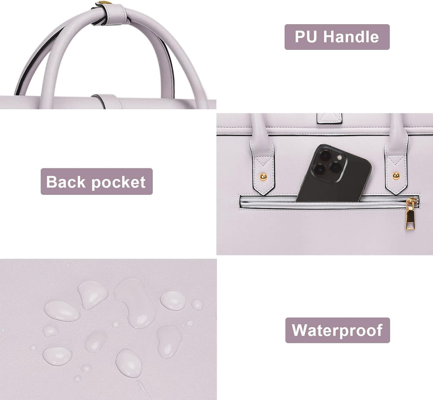 MOSISO Laptop Bag for Women, PU Leather Laptop Shoulder Bag Convertible Backpack, Work Travel Computer Bag with Bowknot - PuriLite