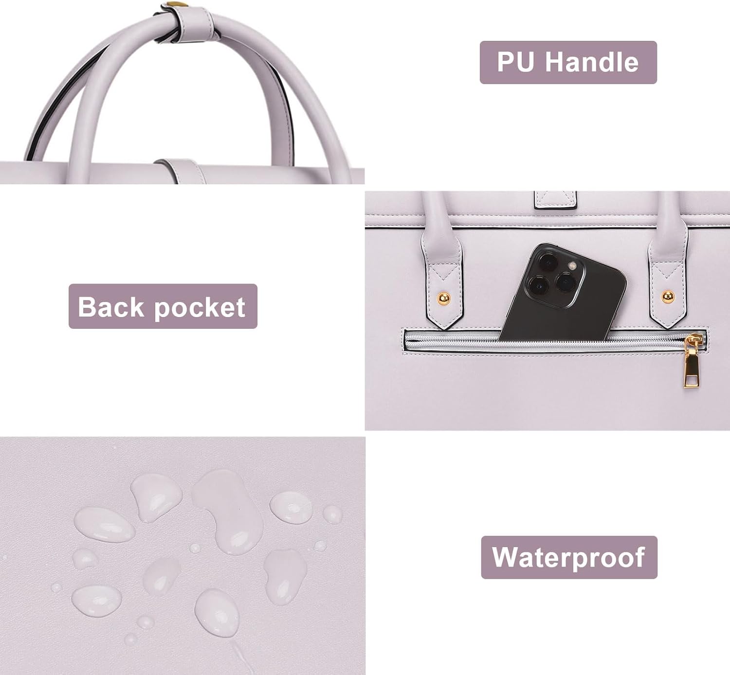 MOSISO Laptop Bag for Women, PU Leather Laptop Shoulder Bag Convertible Backpack, Work Travel Computer Bag with Bowknot - PuriLite