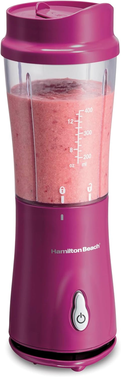 Portable Personal Blender for Smoothies and Shakes with 14 oz BPA-Free Travel Cup, Stainless Steel Blades, One-Touch Blending, Compact Design (Raspberry)