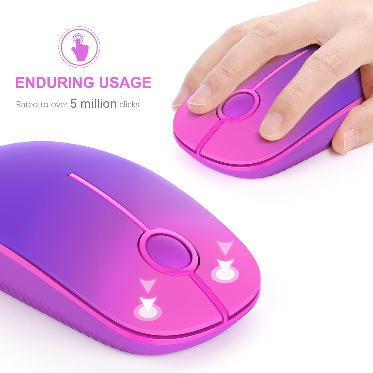 Wireless Mouse, Vssoplor 2.4G Slim Portable Computer Mice with Nano Receiver for Notebook, PC, Laptop, Computer (Sapphire Blue)
