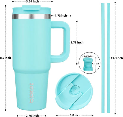 BJPKPK Tumbler with Handle and Straw 30oz Insulated Tumbler Cups with Lid Stainless Steel Travel Coffee Mug,Indigo Black