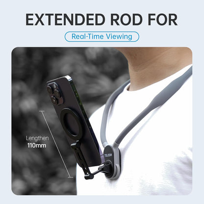 TELESIN° Upgraded Max Magnetic Neck Mount for Phones, Neck Phone Holder POV/Vlog Selfie Mount Hand Free Phone Neck Holder Chest Stand Strap Video Recording for iPhone 16 15 14 13 12 Seires Android