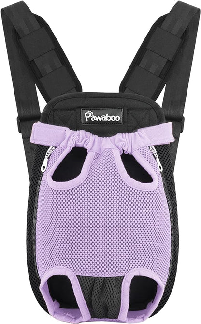 Pawaboo Pet Carrier Backpack, Adjustable Pet Front Cat Dog Carrier Backpack Travel Bag, Legs Out, Easy-Fit for Traveling Hiking Camping for Small Medium Dogs Cats Puppies, Medium, Black