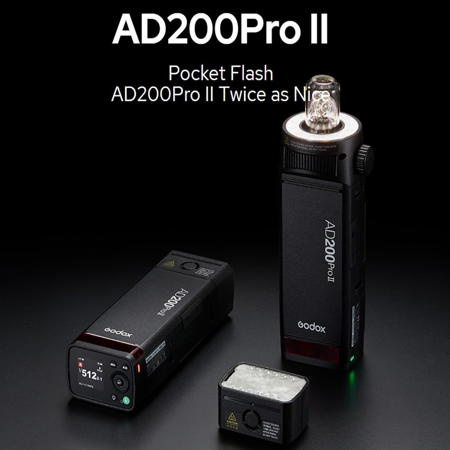 Godox AD200 Pro II 2.4G Pocket Flash Strobe,500 Full Power Flashes,0.01-1.8s Recycling,2900mAh Battery for Canon Sony Nikon Fuji Fujifilm Olympus Panasonic Pentax Etc Cameras(Godox AD200 Pro Upgraded)