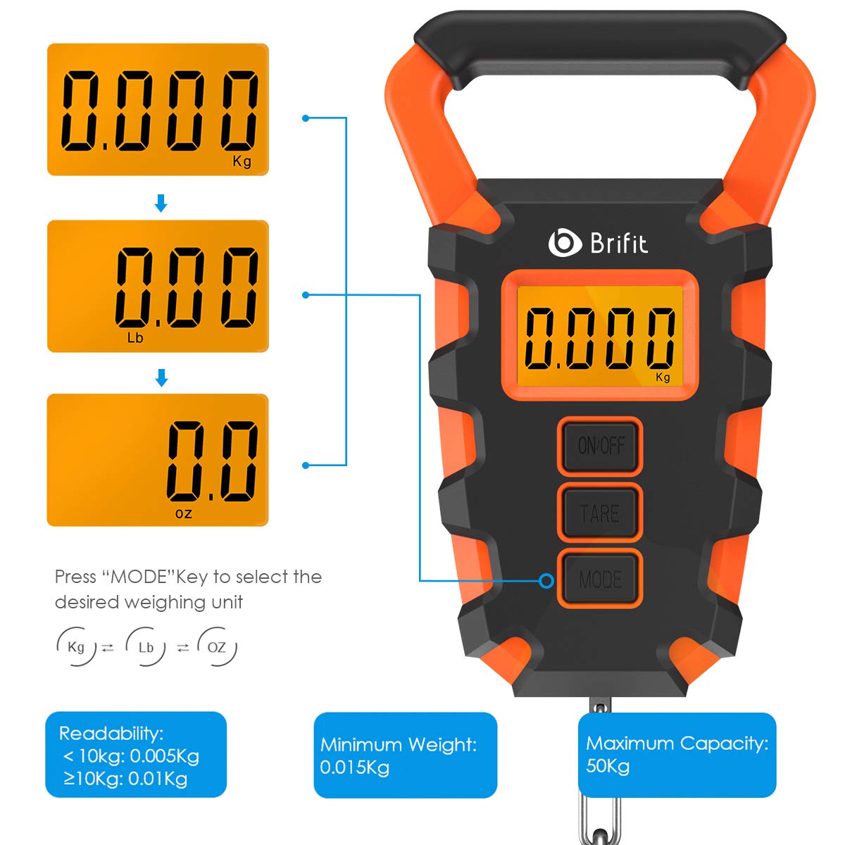 Upgraded Digital Fishing Scale with Ruler, 15g/50kg Electronic Digital Luggage Scale, 110lb Max Fishing Postal Hanging Hook Scale with Measuring Tape, Backlit LCD Display (Batteries Included)
