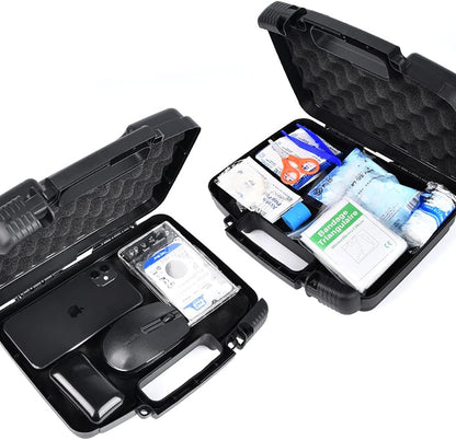 Small Hard Carrying Case with Pluck Foam Interior for iPhone, GoPro, Camera, and More- 14 x 10.4 x 3.5 Inches, Black