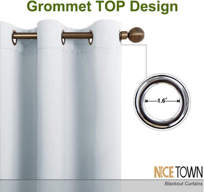 NICETOWN Blackout Curtains 2 Panels for Bedroom- Thermal Insulated Grommet Blackout Curtains 63 Inches Long for Living Room/Kitchen Rideaux occultants (2 Panels, W42 x L63 -Inch,Grey)