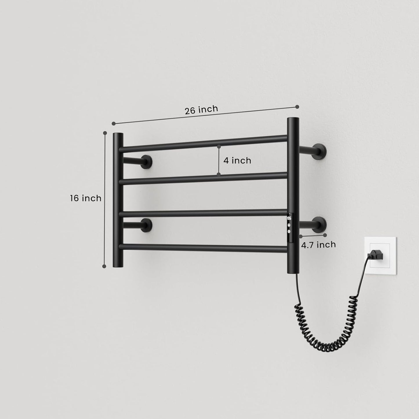 POPFLY Heated Towel Rack, Wall Mounted Electric Hot Towel Warmer, 4-Bar 304 Stainless Steel Small Heated Towel Warmer Rack for Bathroom with Timer and Temperature Control, Brushed