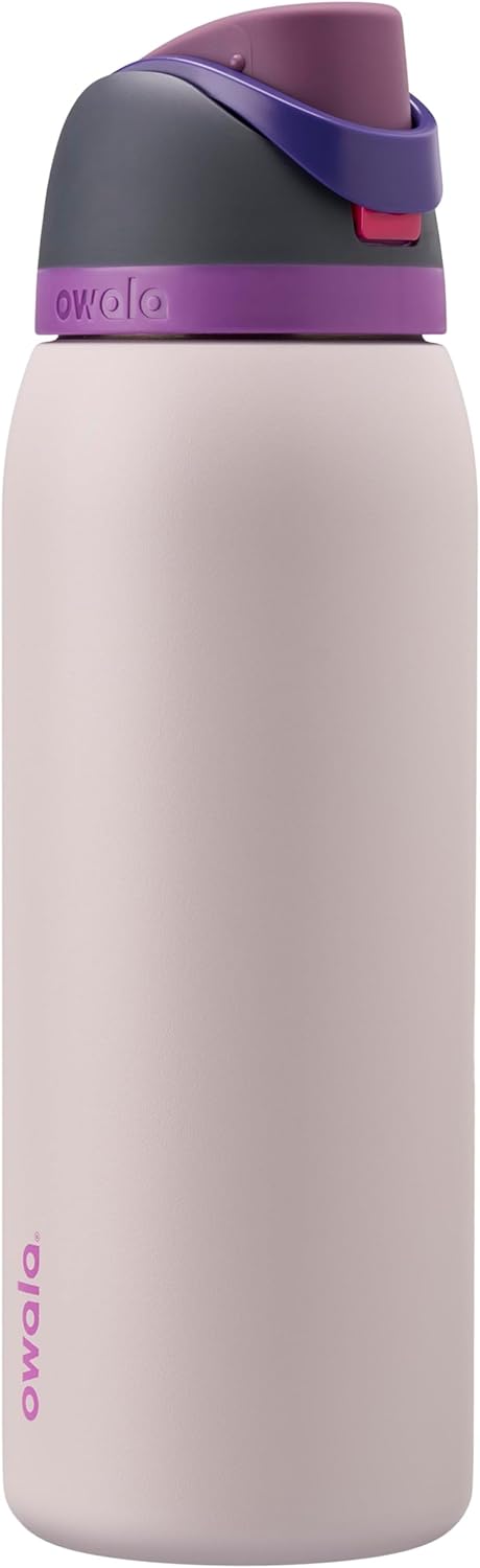 Owala FreeSip Insulated Stainless Steel Water Bottle with Straw for Sports and Travel, BPA-Free, 24-oz, Very, Very Dark
