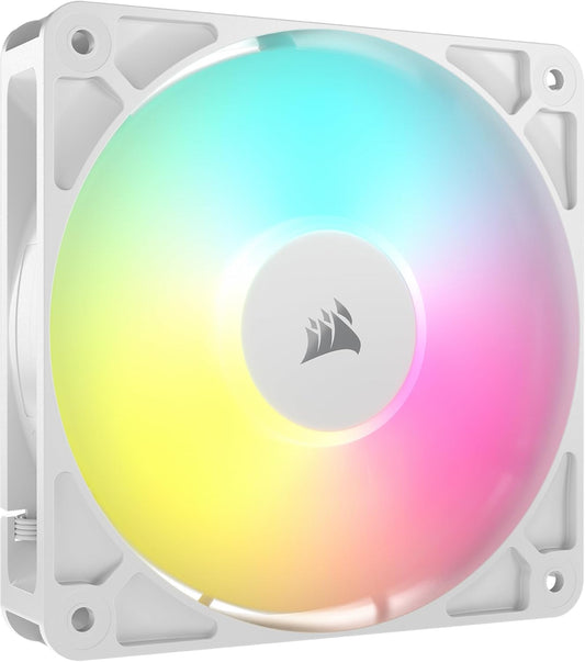 CORSAIR RS120 ARGB 120mm PWM Fan – Daisy-Chain Connection – Low-Noise – Magnetic Dome Bearing – Single Pack – White