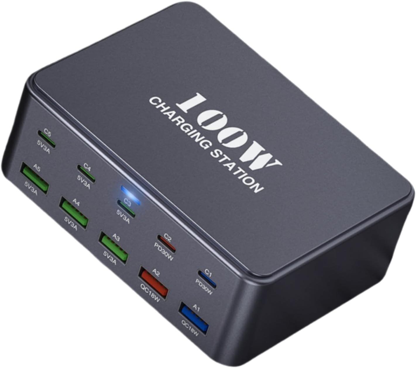 FOSION USB C Charging Station 330W, USB C Charger Charging Hub 10 Power Port for Multiple Devices with PD 100W 65W 30W QC3.0 18W Fast Charging Power Stock Station for iPhone 15, iPad Air/Pro, Galaxy