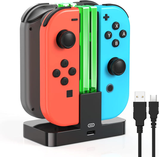 FYOUNG Controller Charger Dock Compatible with Nintendo Switch/Switch OLED for Joycons, Charging Stand Station Compatible with Switch/OLED Controller Accessories with a USB Type-C Charging Cord