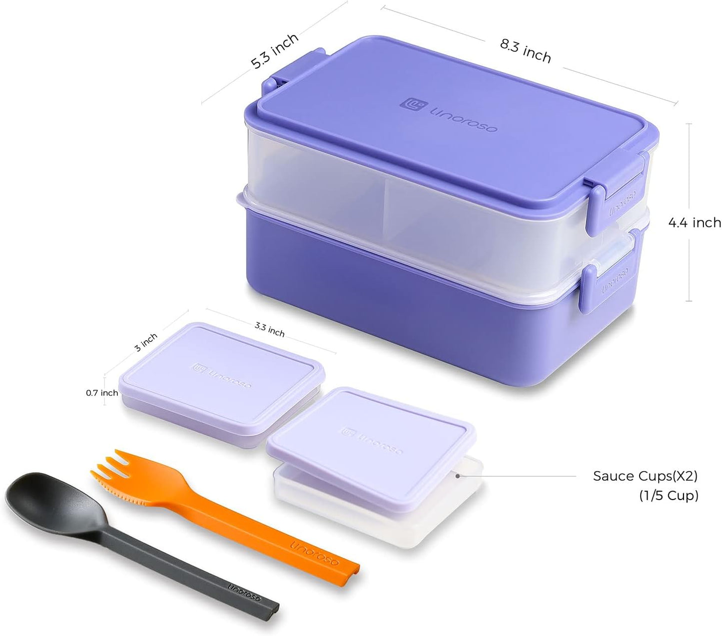 Linoroso Stackable Bento Box Adult Lunch Box | Meet All You On-The-Go Needs for Food, Salad and Snack Box, Premium Bento Lunch Box for Adults Include Utensil Set, Dressing Containers - Pale Mint