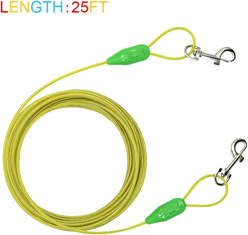 Petest 25ft Reflective Tie-Out Cable for Small Dogs Up to 35 Pounds