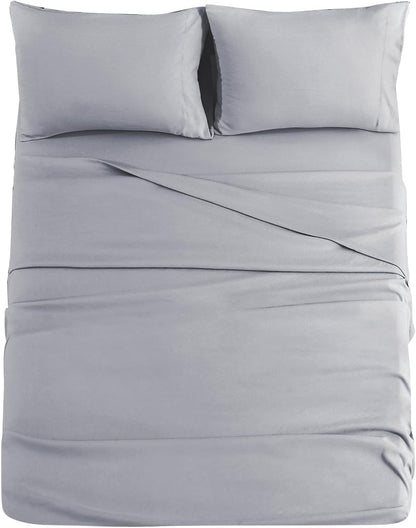 JOLLYVOGUE Queen Size Bed Sheet Set - 4 Piece Bed Sheets Set with Deep Pocket - Soft Breathable & Cooling - Resists Shrinkage & Fading Draps Queen - Easy Care (Dark Grey)