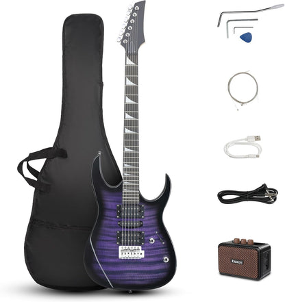 Ktaxon 39" Electric Guitar with 20Watt Amp, Full Size 170 Model Starter Guitar Kit for Beginners & Professionals W/Bag, Shoulder Strap, Wrench Tool, Plectrum - Black
