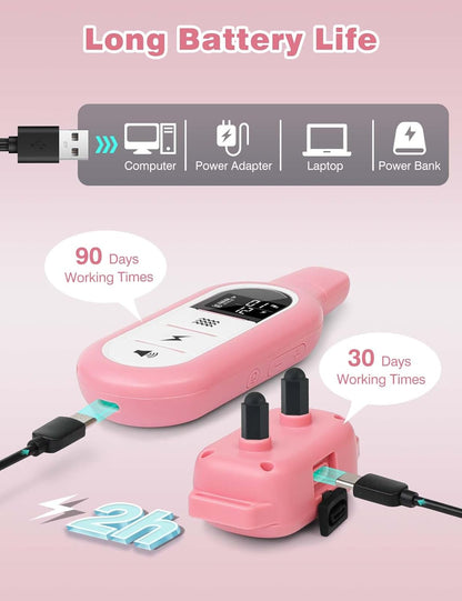 Peture Shock Collar with Remote -Long Range Control Training Collar for Dogs Rechargeable IPX7 Waterproof Dog Training Collar for Large Medium Small Dogs 3 Chanal (Pink)