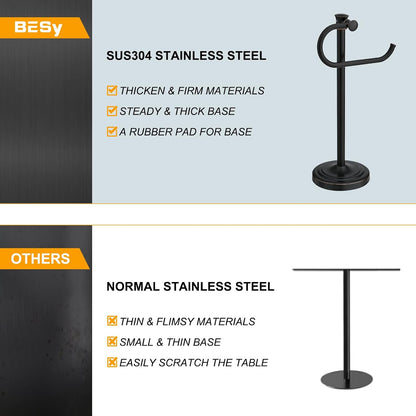 BESy 17 Inch Oil Rubbed Bronze Stand Towel Bar Hanger Hand Towel Bar Bathroom Vanity Countertop Towel Holder Free Standing Stainless Steel Towel Ring Hardware Accessories Towel Rack
