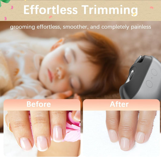 Electric Nail Clipper with Polishing, RIMOL 3-in-1 Automatic Nail Trimmer with LED Light & Nail Scraps Storage, Painless Grooming for Adults, Seniors, Women, Men and Kids (Matte Gray & Black) - PuriLite