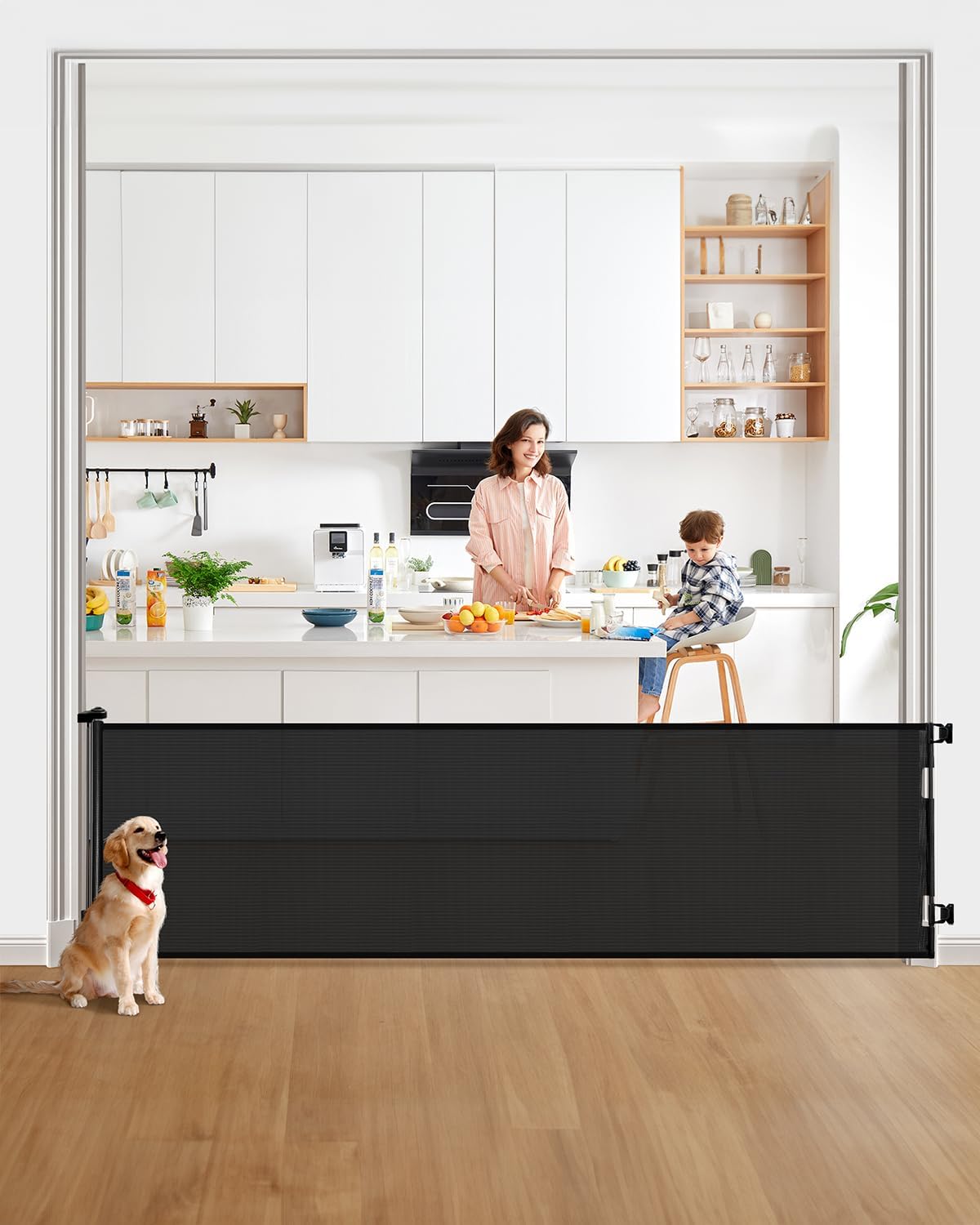 DEAR LOV Retractable Baby Gate, 33" Tall, Extends up to 71" Wide,Safety Mesh Baby Gate or Dog Gate for Doorways,Stairs,Hallways.Extra Wide Gate,Indoor/Outdoor(33"x71",Grey)